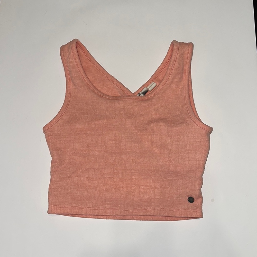Roxy Peach Ribbed Cropped Tank Top